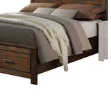 Wooden Eastern King Size Bed with Open Shelves and Drawers, Brown