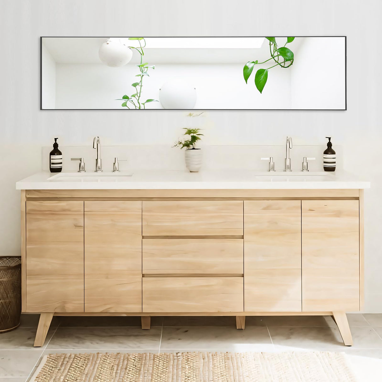 DUMOS Full Length Mirror with Stand, 59''×16'' Floor Mirror with Aluminum Alloy Frame for Bedroom, Standing Full Body Mirror with Shatter-Proof Glass for Wall, Living Room, Cloakroom, Rect-Black,