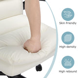 Ergonomic Swivel Office Chair with Flip-Up Armrests - White (Set of 2)
