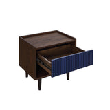 Duane Modern Ribbed Nightstand Set of 2, Bedside Table with Full Extension Drawer and Open Shelf