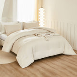 Beige Comforter Set California King Size, 3 Pieces Cal King Lightweight Solid Bedding
