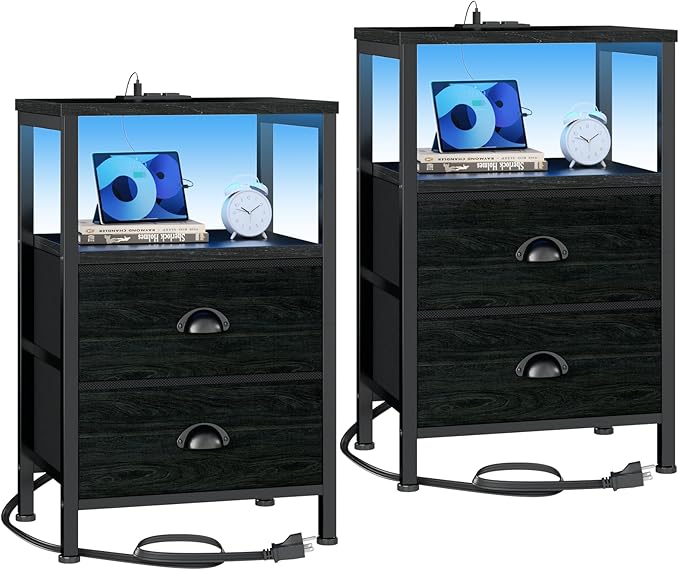Nightstands Set of 2, End Tables Set