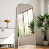 Full Length Mirror, 56"x21" Mirror Full Length with Stand, Gold Wall Full Body Mirror, Rounded Top Floor Mirror with Aluminum Alloy Frame for Bedroom Living Room