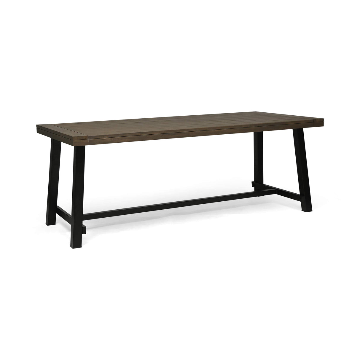 Beau Outdoor Eight Seater Wooden Dining Table, Gray and Black
