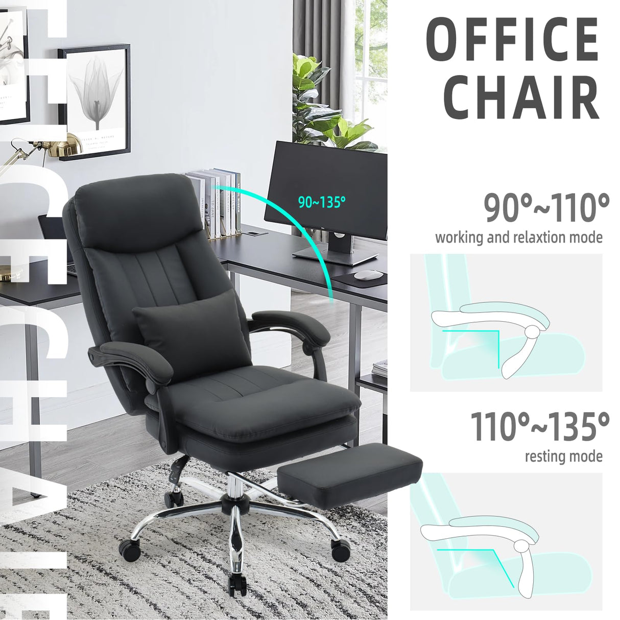 Office Chair, Big High Back PU Leather Computer Chair, Executive Office Chair