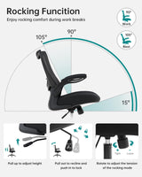 Office Chair, Ergonomic Desk Chair with Adjustable Lumbar Support and Flip up Armrest