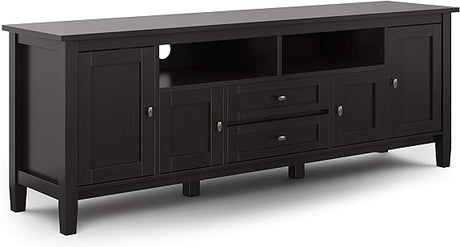 Lev SOLID WOOD 72 Inch Wide Contemporary TV Media Stand in Smoky Brown