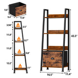 4-Tier Ladder Shelf, Ladder Bookshelf with Removable Drawer, Rustic Bookcase Storage