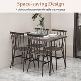 Tangkula Dining Table Set for 4, Kitchen Table and Chairs Set of 4 w/Metal Frame, 360° Swivel Feet, Space-Saving Dinette Table Set for Living Room, Restaurant, Breakfast Nook (Grey Oak)