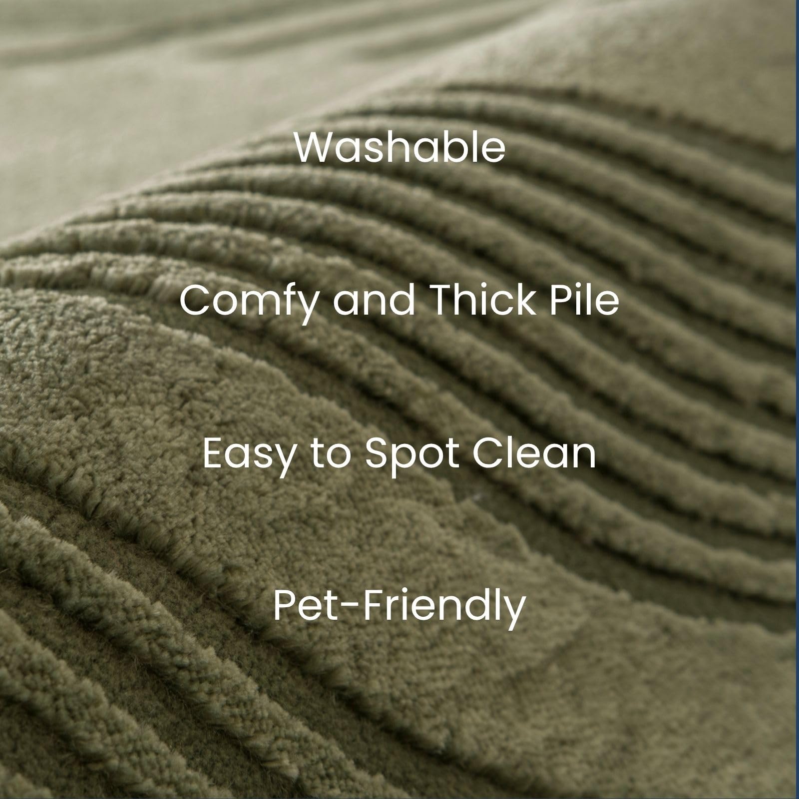 Revival Rugs Maru 8'x8' Washable Area Rug for Living Room Bedroom - 100% Recycled Oeko-TEX Certified, Medium Pile, Green