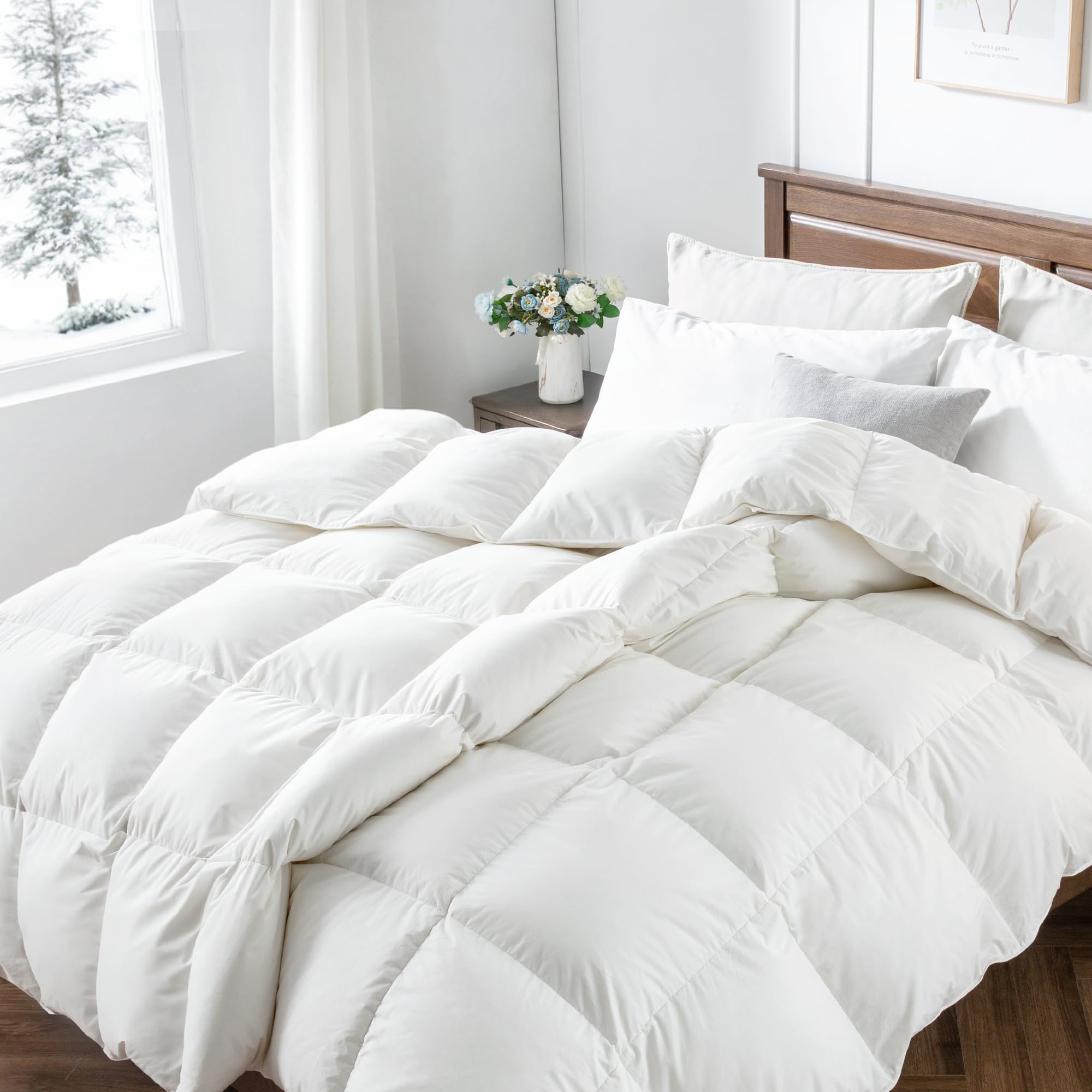 Goose Down Comforter Queen Size 100% Egyptian Sateen Cotton