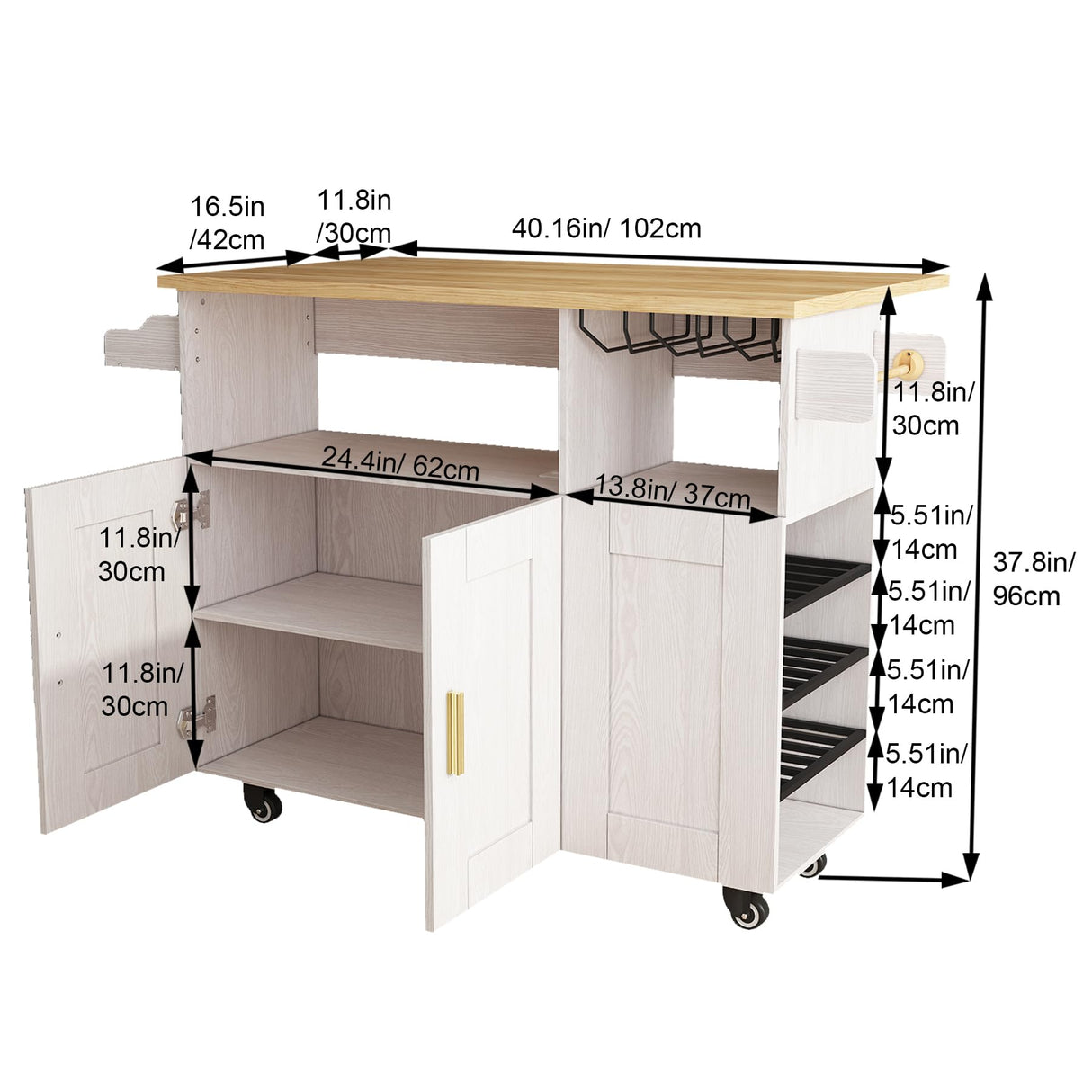 Rolling Mobile Kitchen Island Cart Bar, Island Table Storage Cart