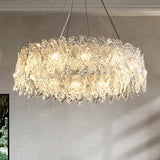 8-Lights Golden Finish Classic Glass Chandelier Ceiling Light for