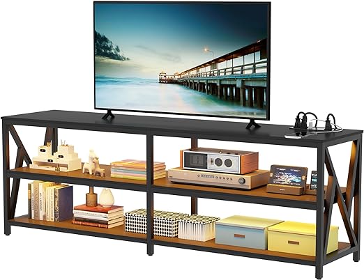 RGB TV Stand with 24 Color Lights,55’’ to 70 Inches Televisions with Wireless Charging Station