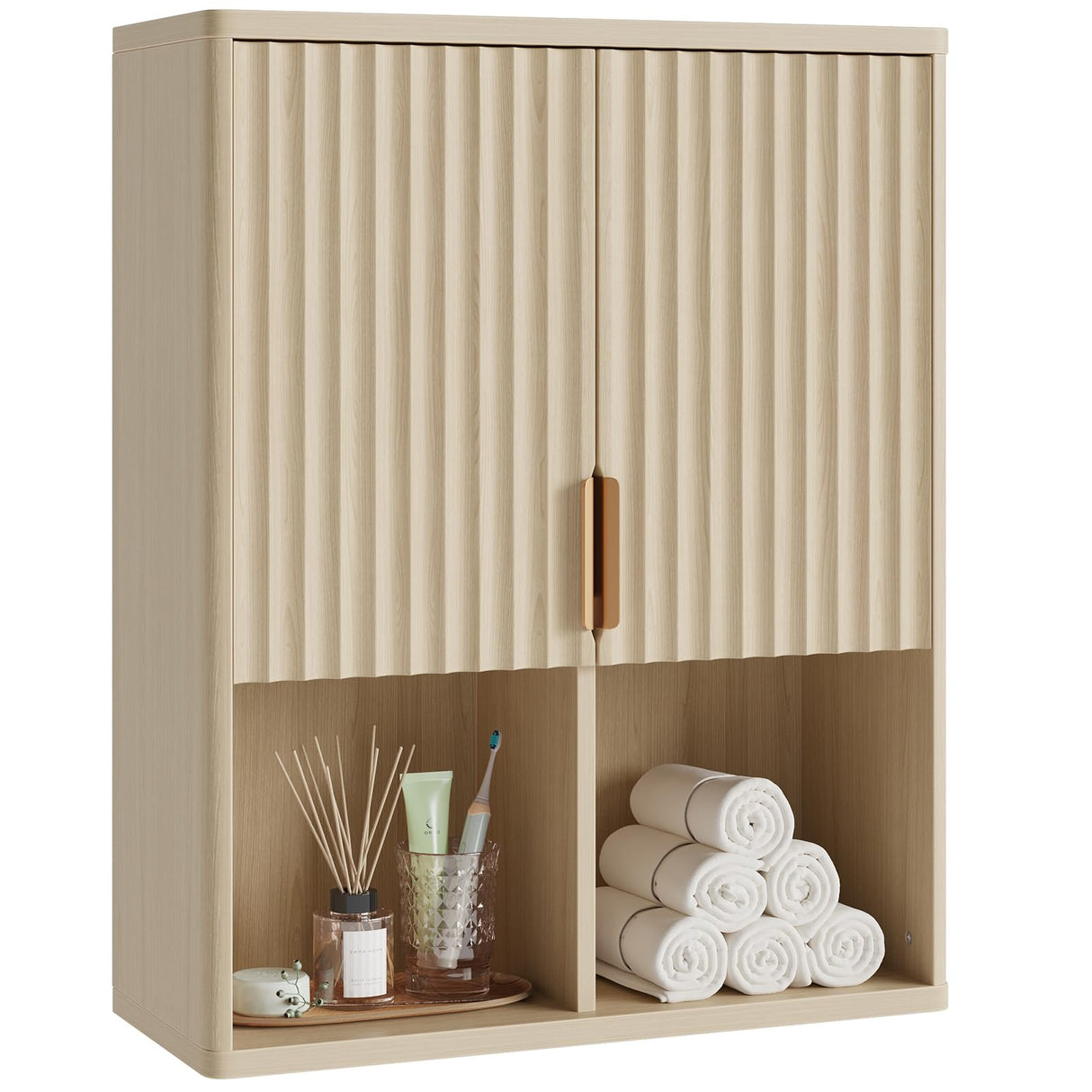 Fluted Bathroom Wall Cabinet Over The Toilet Storage, 23"x 29" Medicine Cabinet