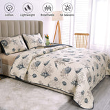 Blue Shell Tread Design 3 Piece Comforter Quilt Bedspeads Sets Queen