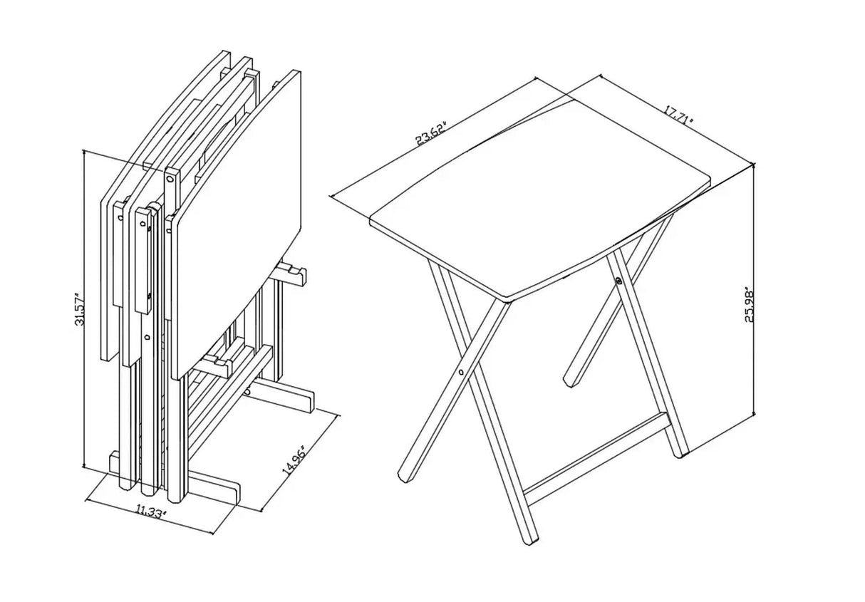 Foldable 5pcs XL Oversized TV Tray Tables Set (4 TV Trays,1 Stand), for Eating Set of 4