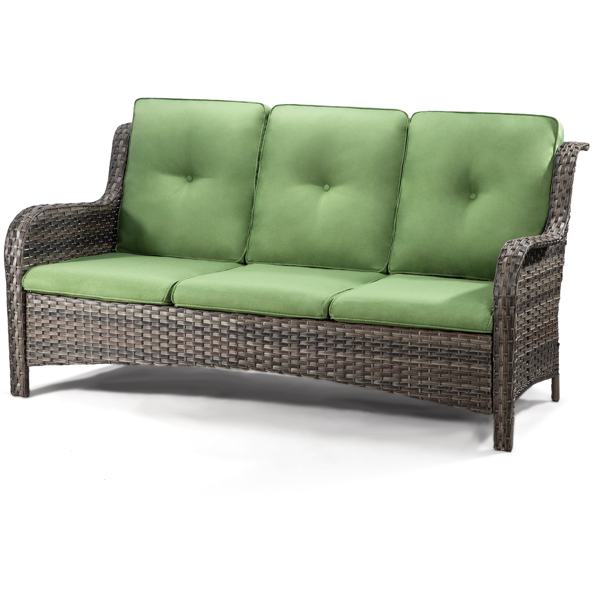 73'' Outdoor Patio Couch Wicker Sofa - 3 Seater Rattan Sofa for Outside Patio Garden
