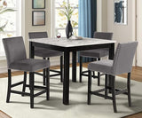 Celeste Faux Marble Counter Dining Table with Four Chairs, 5-Piece, Black