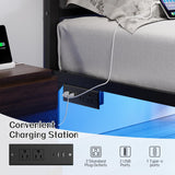 Queen Bed Frame with Headboard, USB Charging & LED Lights