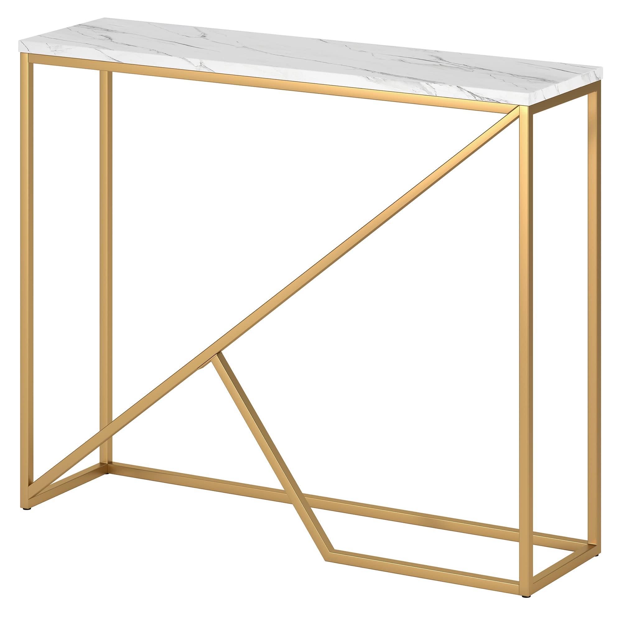 Stella Console Table, 36" Wide, Gold/White