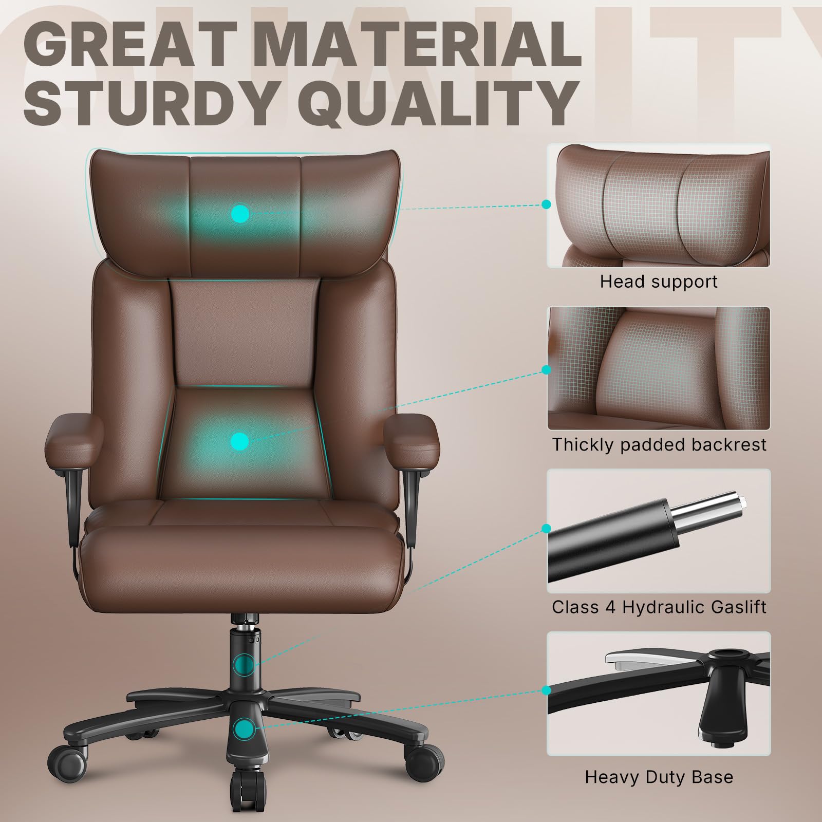 Ergonomic Big and Tall Office Chair - 750 lbs Capacity High Back Executive Chair