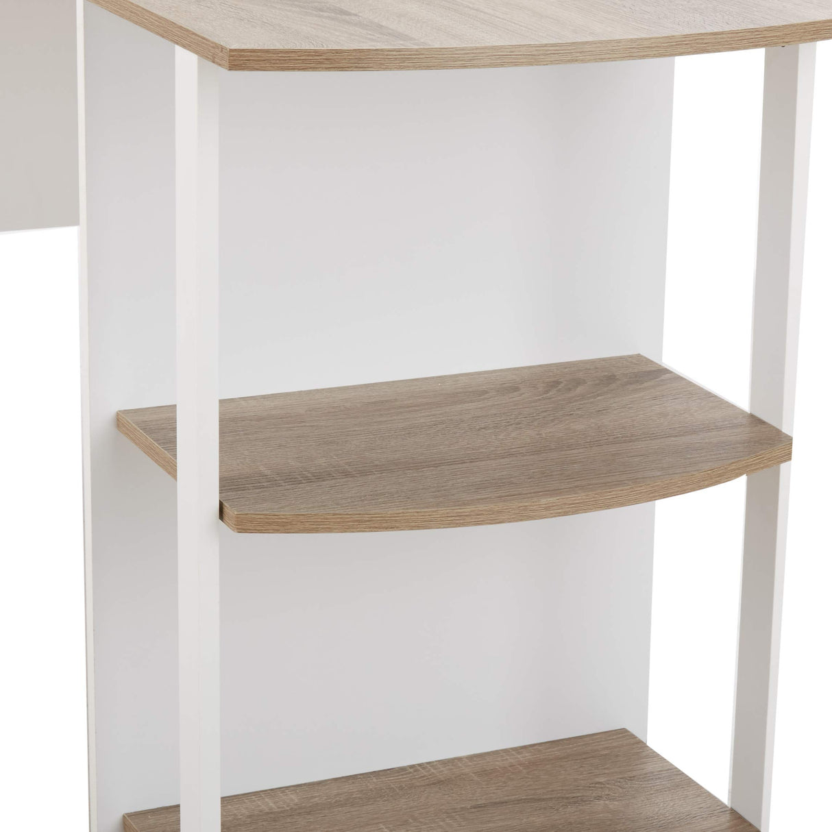 Dakota L-Shaped Desk with Bookshelves, White/Sonoma Oak