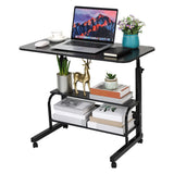 Computer Desk Home Office Desks, Standing Adjustable Laptop Desk for Small Spaces, Portable Work Writing Study Table, Modern Pc Gaming Desk with Storage Bedroom, Desktop Size 31.5x15.7 inch Black