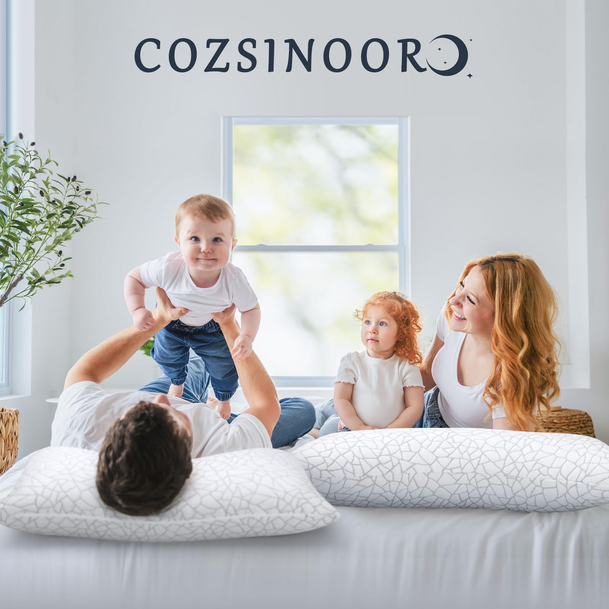 COZSINOOR Side Sleeper Pillows Queen Size Set of 2 for Sleeping - Crescent Adjustable Shredded Memory Foam Pillows 2 Pack, Cooling Bed Pillow for Back and Stomach Sleepers, Breathable Washable Cover