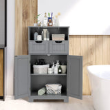 Bathroom Storage Cabinet, Freestanding Storage Organizer with 2 Drawers & Adjustable Shelf,