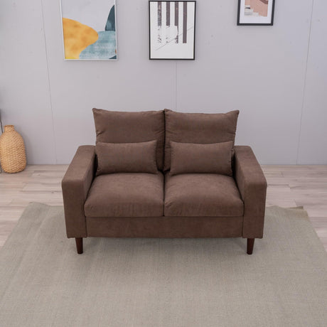 Seater Sofa 2 Seat Loveseat Compact Loveseat Couch Living Room Furniture with Armrest, Brown 2 Seater