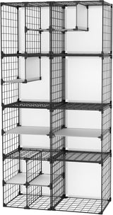 Wire Grid Storage Shelves, Stackable 6 Cube Storage Shelf, Closet Organizer, Metal Shelving Unit, Bookcase Bookshelf, Black