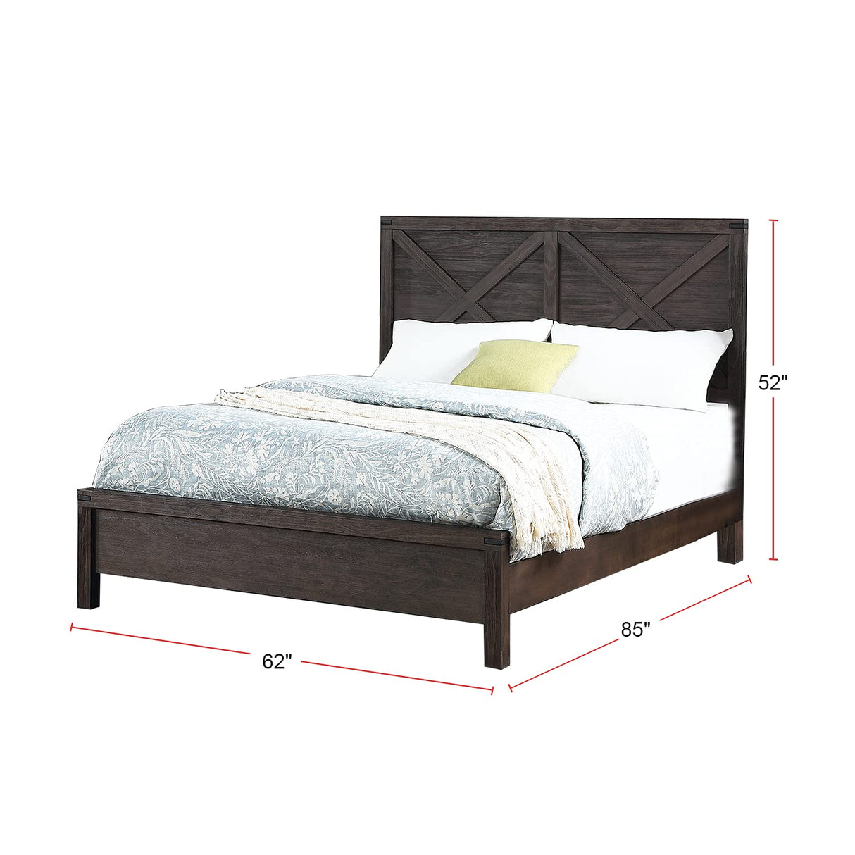 Wood Queen Size Bed, Dark