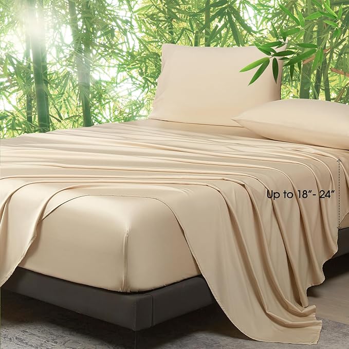 Deep Pocket Queen Sheets, Rayon Derived from Bamboo, Extra Deep Pocket up to