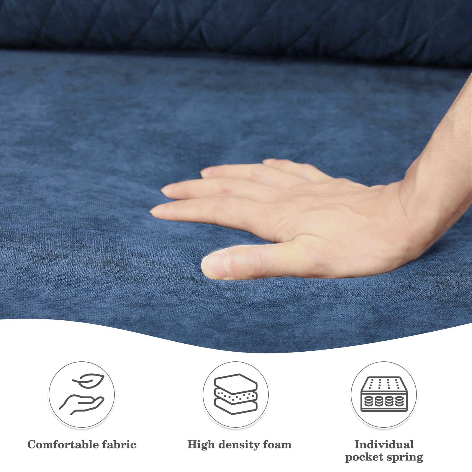 65" Blue Loveseat - Mid-Century Modern 2-Seat Sofa