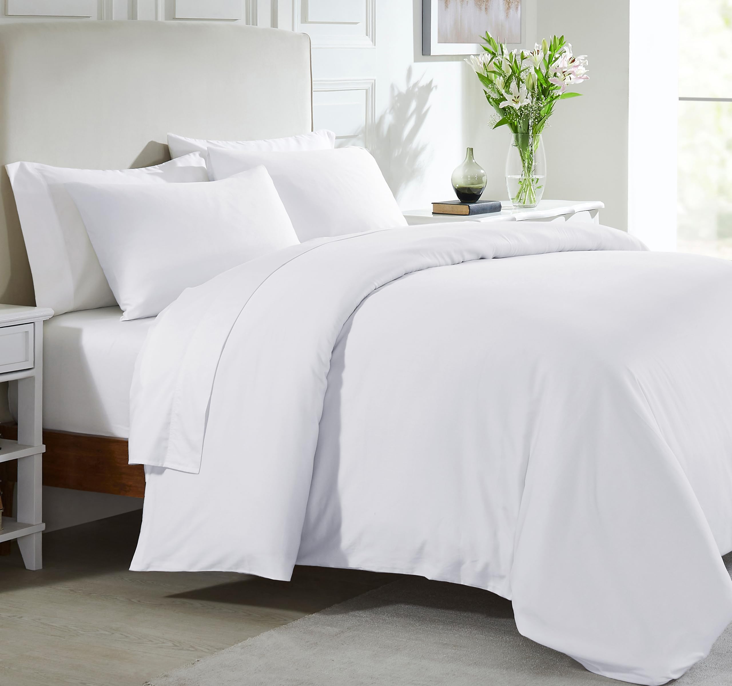 3-Pc 100% Cotton Duvet Cover Set Oversized King, 400 Thread Count Cool Bedding Set