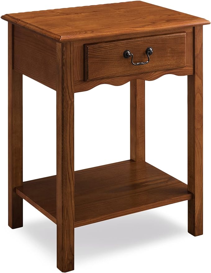 One Drawer Demilune Hall Console with Shelf, Medium Oak, 34.8" W