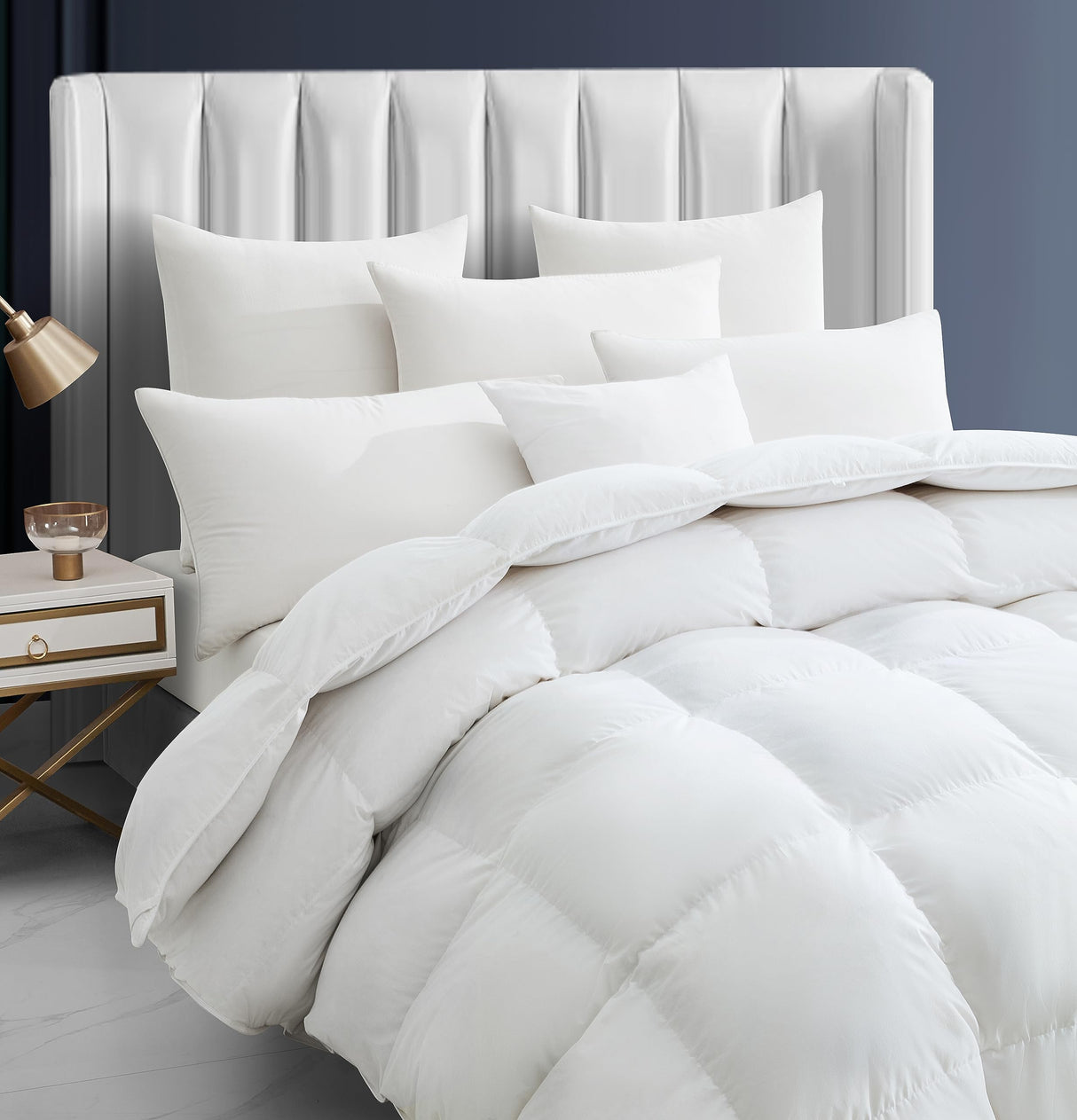 Feather Down Comforter King Size All Season White Down Duvet Insert Ultra Soft 100% Cotton