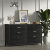 8 Drawer Dresser for Bedroom, Industrial Wood Dresser Wide 8 Chest of Drawers,