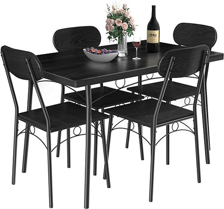 Dining Table Set for 4, 5 Piece Dinette with Chairs for Kitchen, Breakfast Nook