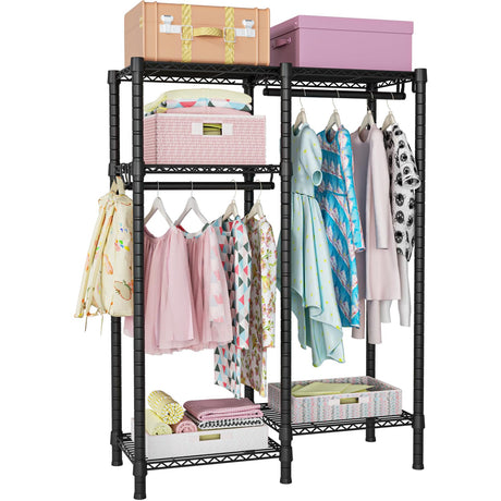 F1 Garment Rack for Kids, Baby, Students, and Children's Room, 4 Tiers Freestanding and Portable Heavy Duty Closets