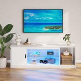 Gaming TV Stand with Removable Glass Shelves for 55/60/65 Inch TV