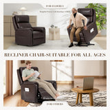 Chair for Elderly-Electric Leather Lift Chair Remote Control, Ergonomic Recliner Chair with Side Pocket, Spacious Seat-Chocolate