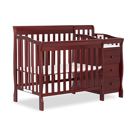 Jayden 4-in-1 Mini Convertible Crib And Changer in Black, Greenguard Gold Certified, Non-Toxic Finish, New Zealand Pinewood, 1" Mattress Pad