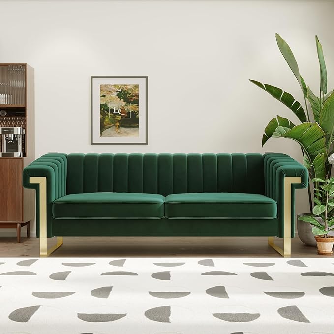 84" Velvet Couch Black Sofa Medieval Modern Luxury Sofa Comfortable Couches