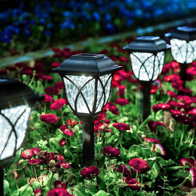 Solar Lights Outdoor Waterproof, 6 Pack LED Solar Garden Lights