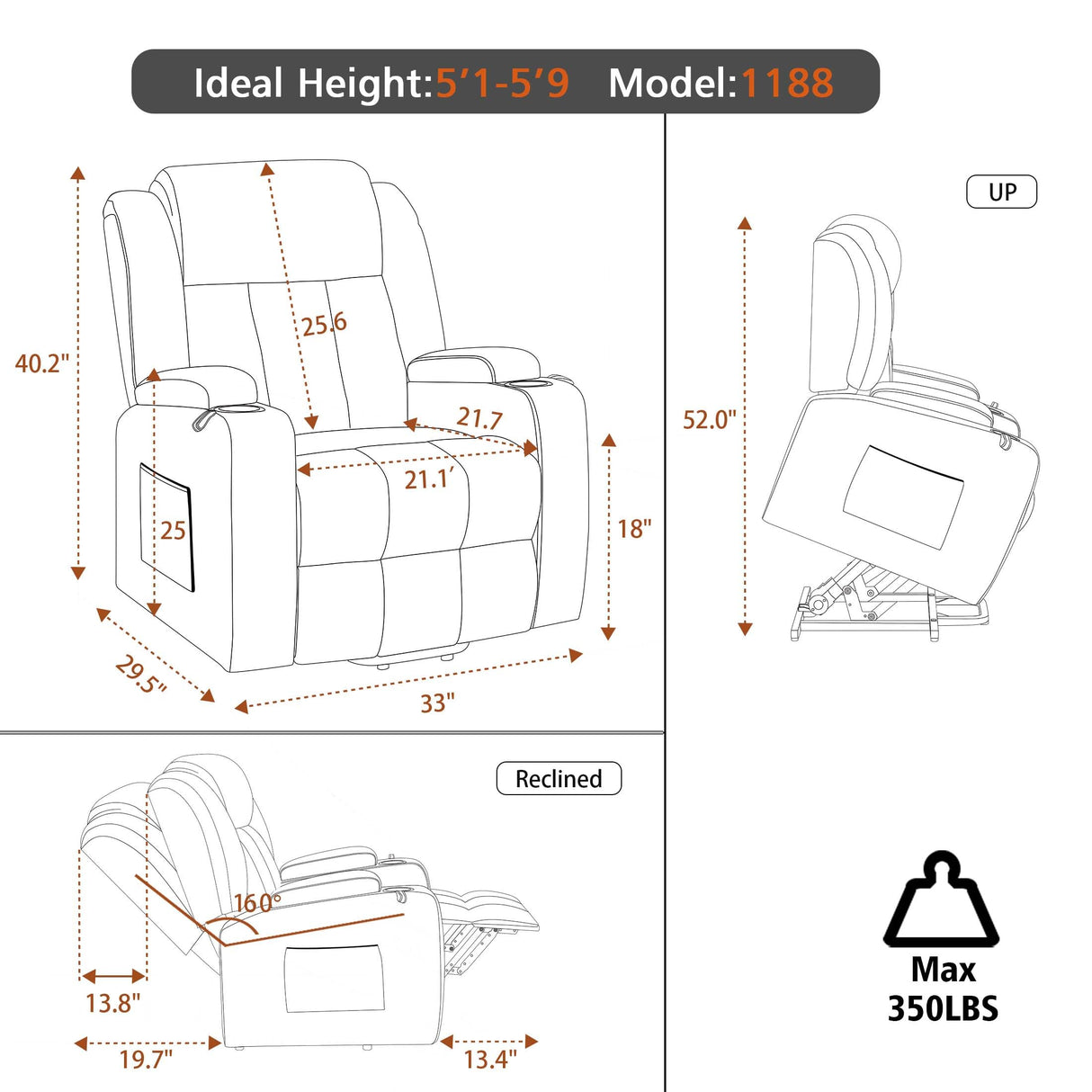 Electric Power Lift Recliner Chair for Elderly with Massage and Heat, Reclining Sofa Chair