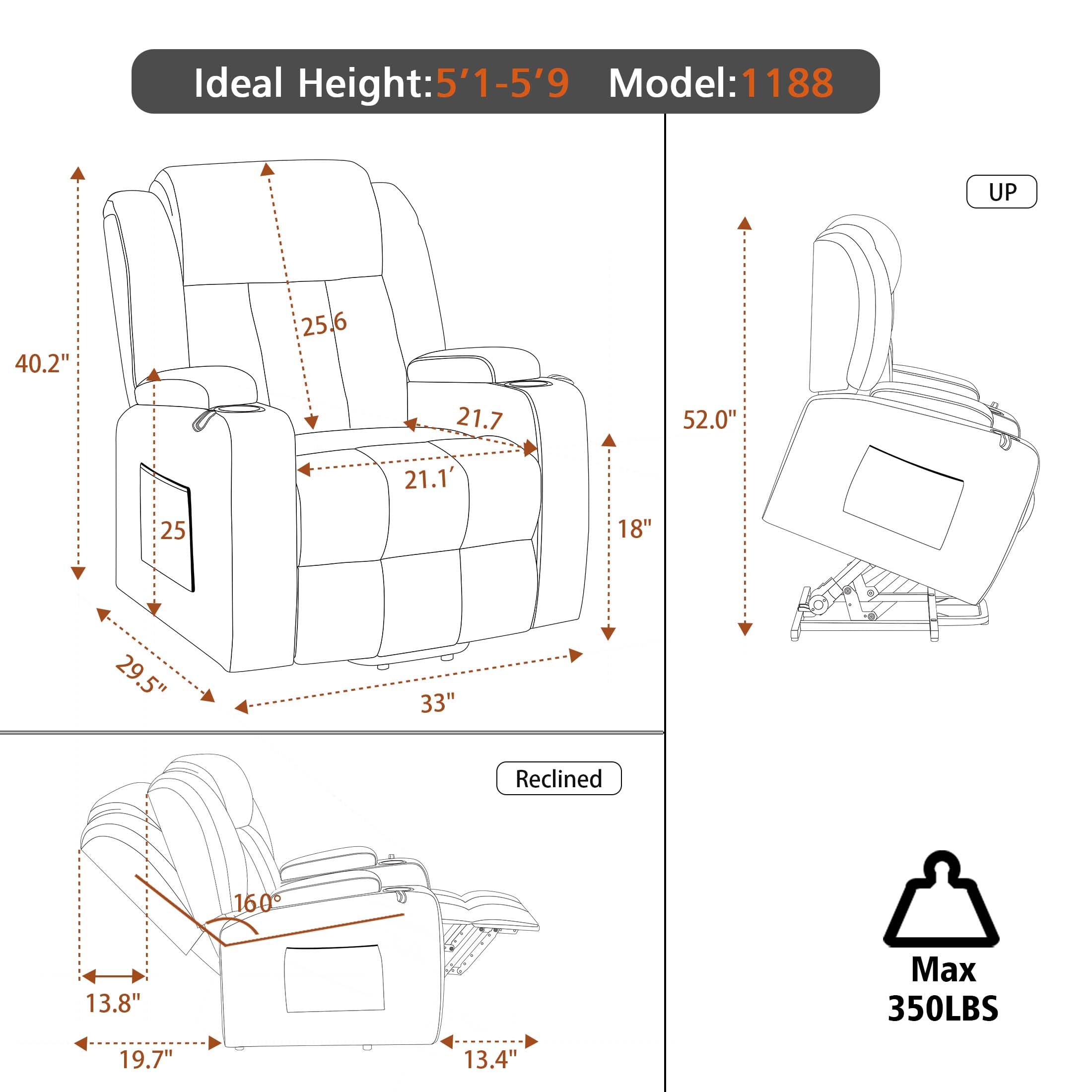 StoneCraft Nova Electric Lift Recliner Chair – Massage, Heat, Cup Holders & Side Storage