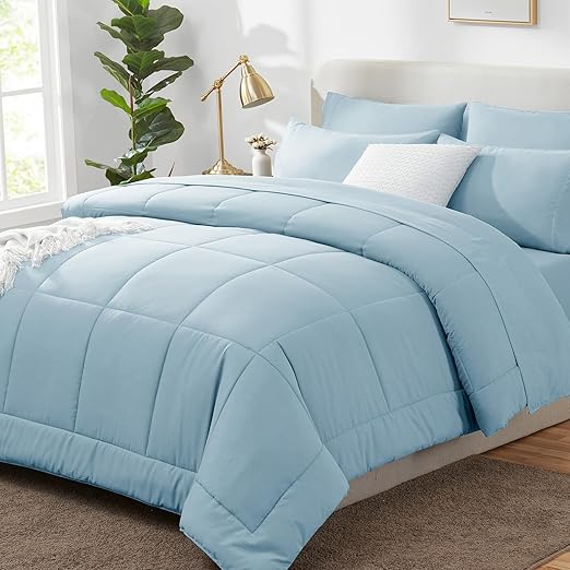 White King Comforter Set - 7 Pieces Bed in a Bag Comforter King Size, Bedding