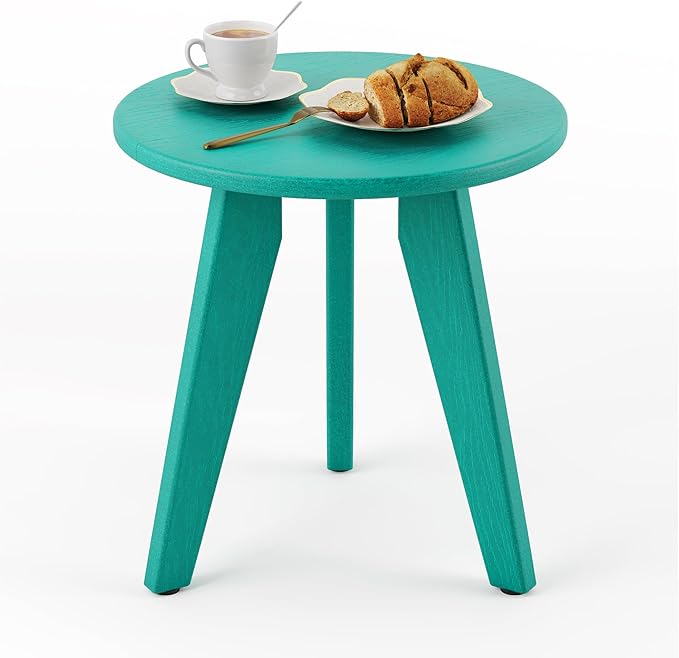 Outdoor Side Table, HDPE Outdoor Table, Small Round Side Table Weather-Resistant